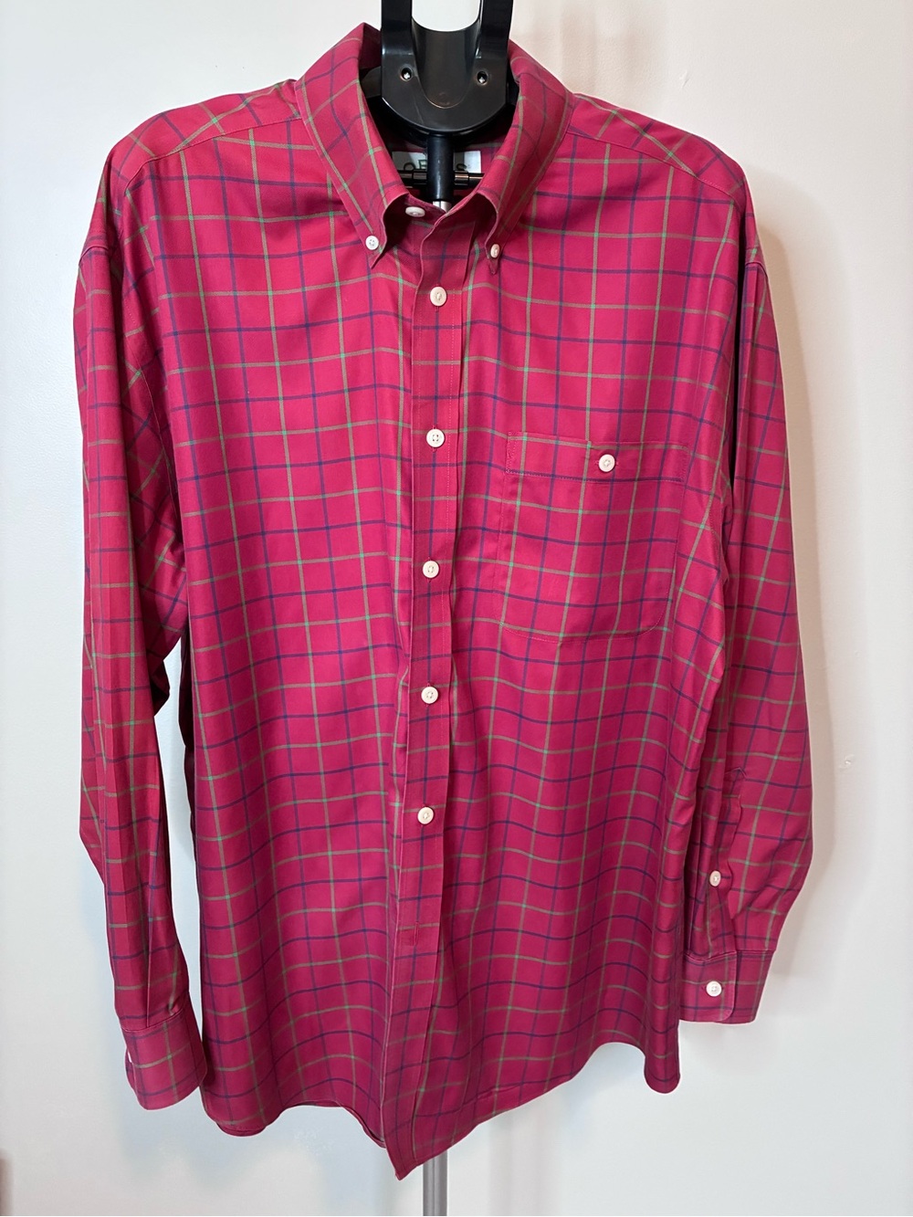 Orvis Men’s Red Plaid Button Down Shirt Long Sleeve Classic Preppy